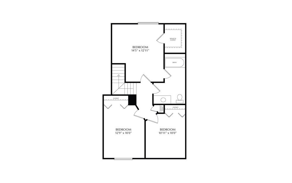 Maple - 3 bedroom floorplan layout with 1.5 bath and 1238 square feet. (Floor 2)